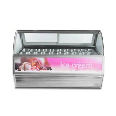 China Commercial 16 Pans Ice Cream Display Freezer Ice Cream Dipping Cabinet Freezer for sale