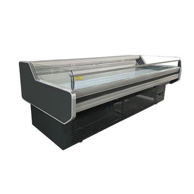 China Hypermarket Refrigeration Open Type Counter 2.5M Fresh Meat Display Freezer for sale