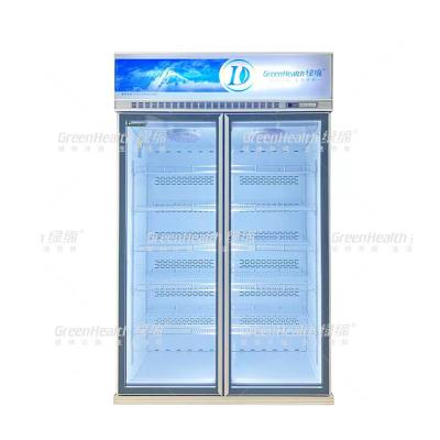 China Frigorífico de vidrio refrigerante de temperatura única R290 con puerta trasera de resorte en venta