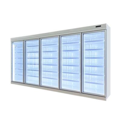 China 5 Glass Door Frozen Foods R404a Commercial Reach In Standing Freezer for sale