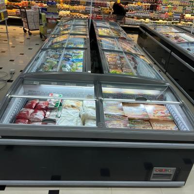 China Sliding Glass Door Commercial Display Freezer Frozen Meat Deep Freezer for sale