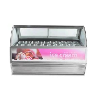 China Ice Cream Shop / Convenience Store Commercial Stainless Steel Glass Ice Cream Storage Display Freezer for sale