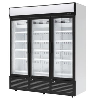 China 3 Doors Stainless Steel Glass Door Beverage Cooler Large Storage Facilities for sale