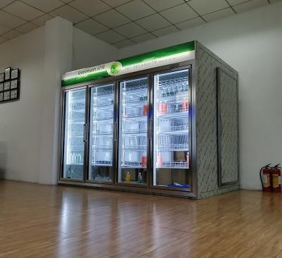 China SKD Self Service Walk In Glass Door Freezer Cold Storage Chiller 60Hz for sale