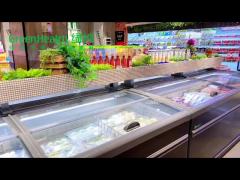 Supermarket Glasses Doors Commercial Upright Freezer For  Benverage Cooler