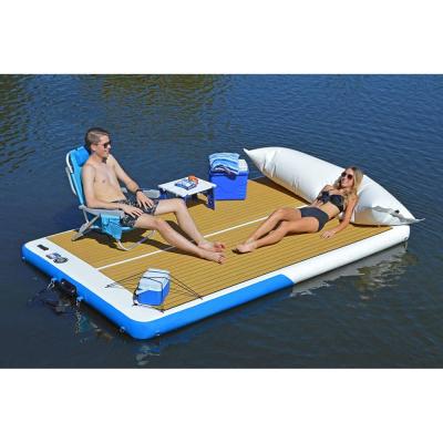 China Fishing Waters Leisure Time Ocean Lounge Inflatable Deck Float Fishing Deck Island Raft Dock for Pool and Beach for sale