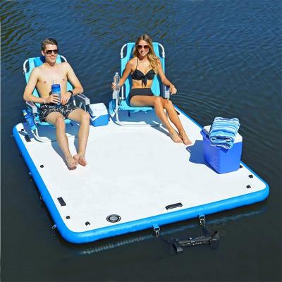 China Fishing Yacht Inflatable Deck Game Sea Water Island Floating Dock Inflatable Deck for sale