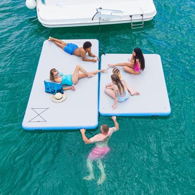 China Fishing from DWF Drop Point Water Park Material Equipment Inflatable Air Pontoon Dock Deck Floating Platform for sale