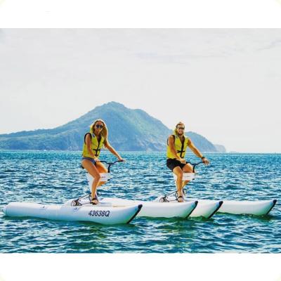 China Water Bike PVC Inflatable Pontoons Water Tube Waterbike 300x125x108cm Bicycle Sea Pedal Bike Riding for sale