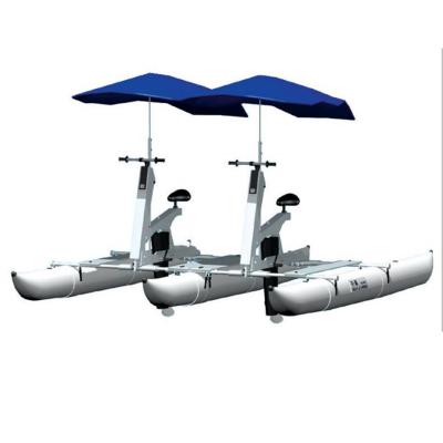 China PVC Lake Inflatable Pontoon Tube Aluminum Alloy Double Person Water Bike Pedal Floating Boat for sale