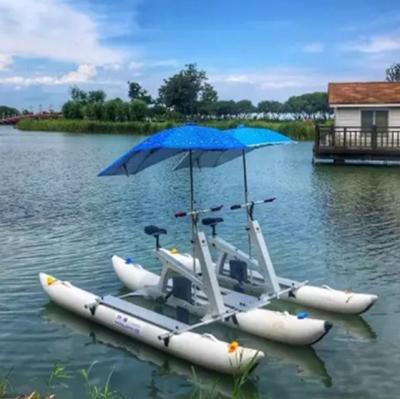 China Sea Lake Aluminum Alloy Water Cycle Pedal Boat Inflatable Bike Double Person Foldable Bike for sale