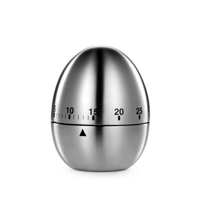 China Stocked Egg Kitchen Timer Stainless Steel Metal Cooking Timer 60 Minute Silver Mechanical Timer for sale