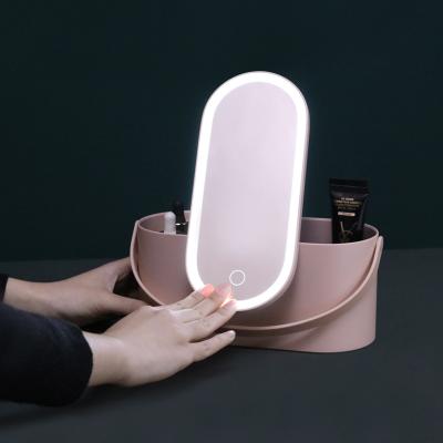 China Foldable Makeup Mirror With LED Makeup Mirror Box Storage Brush Boxes Packaging Kit With Makeup Vanity Box For Professionals Full Set With LED Mirror for sale