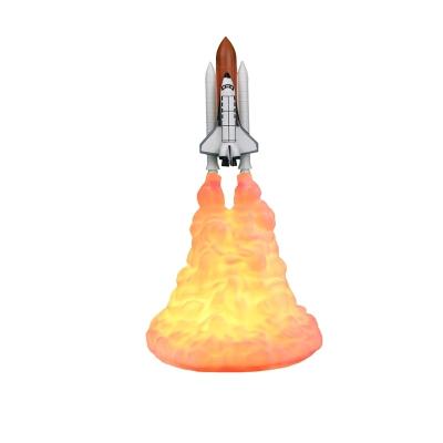 China Ray New Design 3D Printing Space Shuttle Lamp Eco-friendly Creative Unique Night Rocket Lamp Blue Light With USB for sale