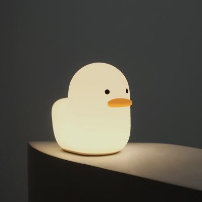 China Creative Cute Baby Duck Bedroom Silicone Sleeping Sensor Light Smart Control Light Gift Sensor Powering Pat Bedside Led Night Light Eye Protection for sale