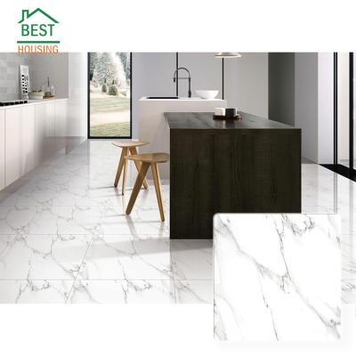 China 600*600mm Modern Commercial Living Room Floor Tile Wholesale Marble Effect White Tile for sale