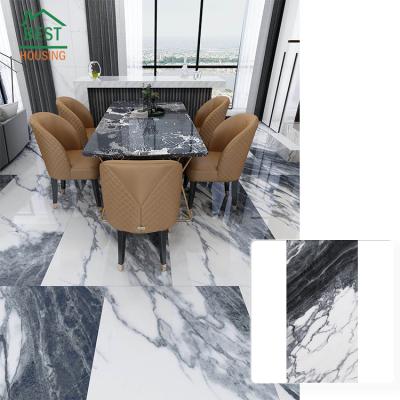 China Modern Wholesale Black And White Graceful Living Room Flooring Rustic Glazed Ceramic Tiles for sale