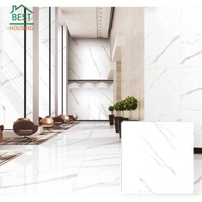 China Glazed Metallic Tiles Wholesale Carrara White Polished Indoor Lobby 12x24 Wall Floor Tiles for sale