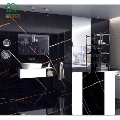 China Large Metallic Black Porcelain Wholesale Cheap Price Bathroom Tiles Glazed Ceramic Tiles For Floor And Wall for sale