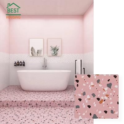 China Modern Hot Selling Bathroom Designs Floor Terrazzo Ceramic Tiles Interior Used Pink Terrazzo Tile for sale