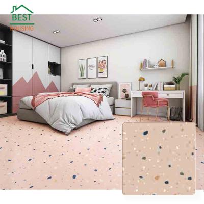 China Modern Non-slip 600x600 Double Loading Pink Bedroom Terrazzo Flooring Porcelain Tile for sale