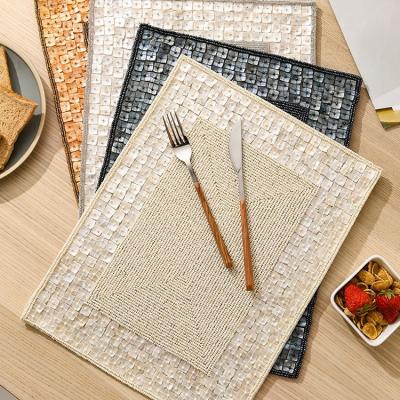 China Sustainable Wholesale Kitchen Table Place Mat Decorative Western Handmade Beaded Luxury for sale