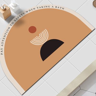 China Diatomite Half Round Memory Foam Absorbent Sustainable Soft Customized Anti Slip Bath Mat for sale