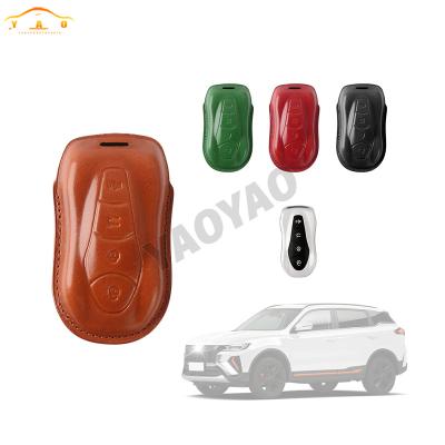 China Protect Car Original Key Luxury leather remote key chain cover for Geely Tugella 2020 Boyue Atlas Pro Gili Xingyue for sale