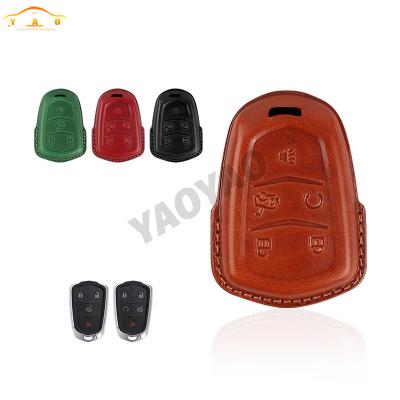 China Protect Car Original Key Luxury leather remote key fob cover for Cadillac ATS CT6 CTS DTS XT5 Escalade ESV SRX STS XTS 28T ELR for sale