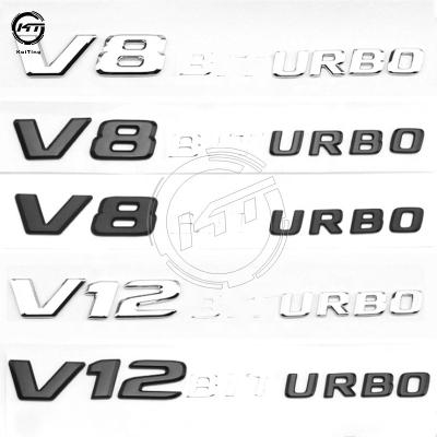 China Business/Luxury Car Side Fender Badge emblem letters V8/V12  BITURBO sticker for Mercedes Benz parts for sale