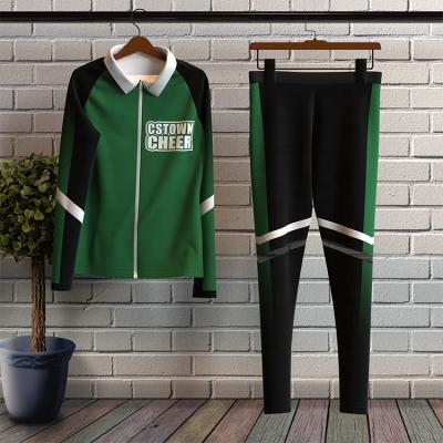 China CSTOWN Logo Full Sublimation Cheerleader Jackets Breathable Custom Tank Top Gaiters Encourage Warm Ups for sale