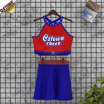 China High Quality Breathable Dye Sublimation Cheerleading Uniforms For Adults Sized Plus Cheerleading Vest And Shorts for sale