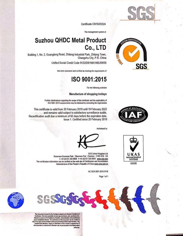 ISO9001 - Suzhou Qhdc Metal Product Co.,ltd.