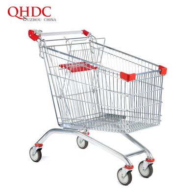 China sustainable & Metal Push Trolley Antirust Four Wheel Shopping Trolleys Show Online Supermarket Trolleys for sale