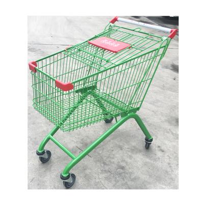 China sustainable & Antirust Green Shopping Cart Grocery Trolley Supermarket Shopping Trolley With Seat for sale