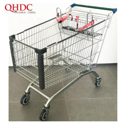 China sustainable & Factory direct sale twin seat babyseat 212ltr tube base supermarket shopping trolley antirust for sale