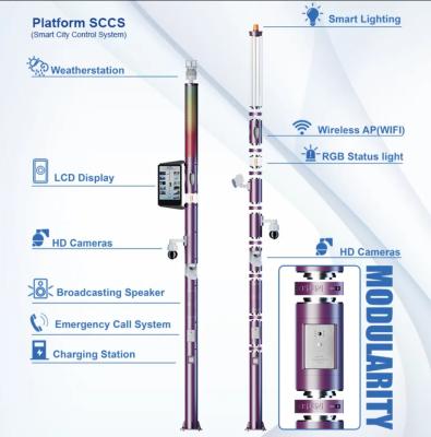 China Smart System Control LED Secreen Outdoor Lighting Pole Smart Remote Lights Pole for sale