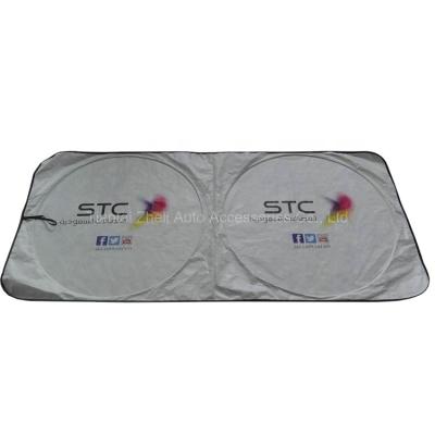 China Foldable Car Sun Shade Parking Lot Less UV Foldable Car Business Gift Logo Printing Auto Sunshade for sale