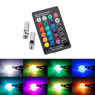 China If Description Remote Control + Memory Function + 2PCS Small Function Car T10 5050 LED W5W Bulb Colorful 12V Infrared Remote Control Side Interior Light Light Small for sale