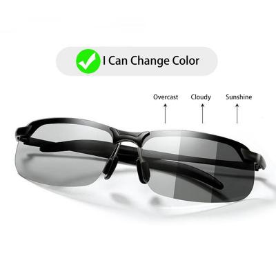 China Fashion Sunglasses Photochromic Sunglasses Men Polarized Driving Sunglasses Male Day Color Chameleon Glass Change Night Vision Driving Eyewear for sale