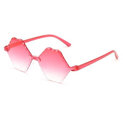 China Custom Pink Sunglasses Girls Lip Shape Glass Logo Eyewear Gift Children Kids Sun Fashion Sun Glasses for sale