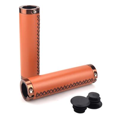 China BMX FMFXTR 2Pcs Bike Handlebar Grips Retro PU Leather Lockable Bike Grips Inner Diameter 22mm Mountain Bike Handle Grips for sale