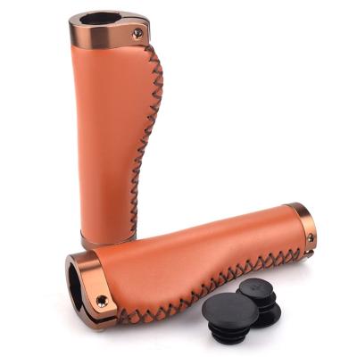 China 2PCS MTB BMX Grip Handle of Bicycle Handlebar is made of leather with 130mm wear-resistant and comfortable length for sale