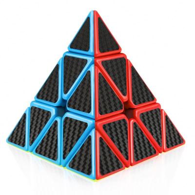 China Educational Toy Pyramid Speed ​​Cube Triangle Carbon Fiber Sticker Cube Puzzles Magic Cube For Kids Intelligence Development EXW for sale