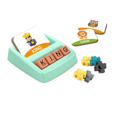 China Children Educational Early Learning English Spelling Spelling Toy 15*16*4cm Animals Building Block Card Assortment Puzzle Game Kids Alphabet Card for sale