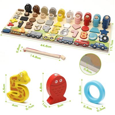 China Assorted Set Wooden Creative Alphanumeric Magnetic Board Toys Math Shape Recognition Puzzle Toys Preschool Educational Children Fishing Toys for sale