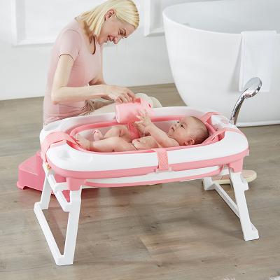 China Viable 2 in 1 Collapsible Bathtub with Safety Baby Outdoor Newborn Baby Shower Folding Portable Bathtub for sale