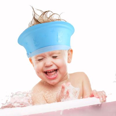 China Eco-freindly colorful baby bathing hat, silicone baby shower hat, baby shampoo sun visor for sale