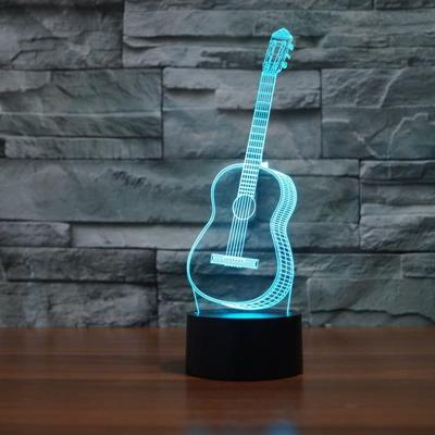 China Modern Guitar 3D Visual Illusion Night Lights Changing USB Touch Button LED Desk Lamp Colorful Multicolor Table Light For Gifts for sale