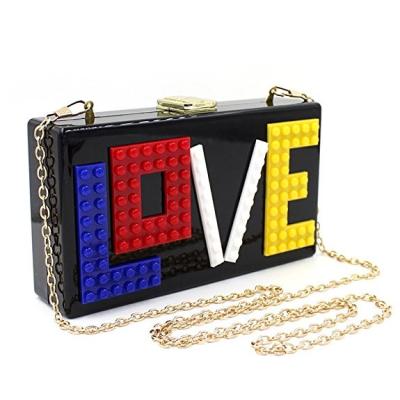 China Fashionable Acrylic Clutch Bag Women Pinch LOVE Evening Clutch Bag Party Clutch Handbag Purse With Factory Price for sale